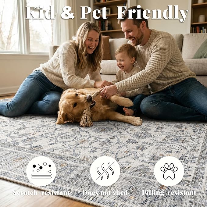 Machine Washable Entryway Small Area Rugs: Soft Non-Slip Low Pile Door Mat Indoor Entrance 2x3 ThrowRug for High-Traffic Areas Kitchen, Hallway, Farmhouse Decor