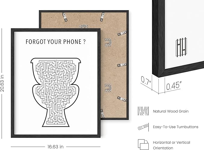 HAUS AND HUES Funny Bathroom Decor – Toilet Maze Wall Art, Humorous Bathroom Sign, Funny Wall Art for Guest Bath or Restroom (16x20, Black Frame)