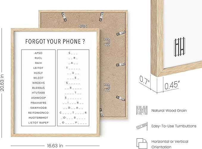 HAUS AND HUES Funny Bathroom Decor & Signs | Black and White Unscramble Wall Art, Beige Framed Guest Bathroom Humor Sign for Powder Room | 16"x20"