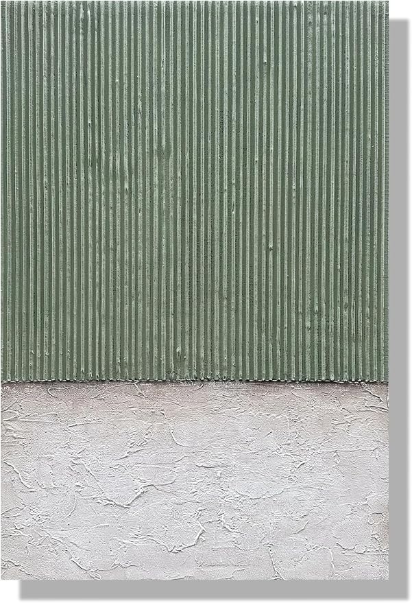 NANKAI Art Hand-Painted White and Green Textured Oil Painting - Modern Minimalist Abstract Art. Decorative wall Hanging for Home or Office Corridor 24x36 inches