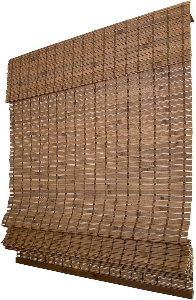 CHICOLOGY Bamboo Roman Shade, Cordless Light Filtering Woven Wood Window Treatment for Living Room, Dining Room, Kitchen & Office, Natural Bamboo Blinds for Boho Coastal Decor, Pinecone, 47"W x 64"H