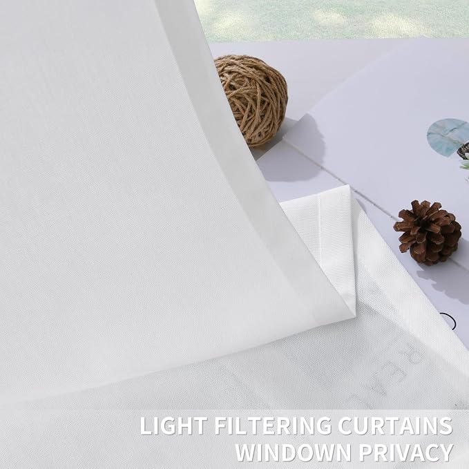 Guken Snow White Pinch Pleated Linen Curtains 108 Inch 2 Panels for Living Room Bedroom Elegant Farmhouse Country Privacy Light Filtering Semi Sheer Back Tab Drapes with Hooks for Nursery 40x108