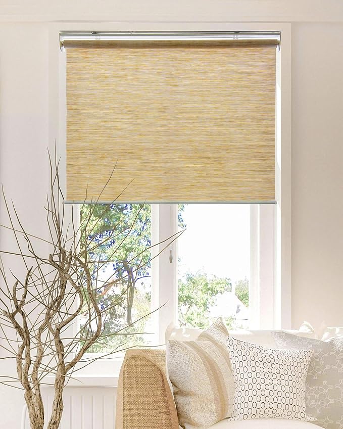 CHICOLOGY Roller Shades , Cordless Blinds , Window Shades for Home , Roller Window Shades , Window Treatments , Door Blinds , Light Filtering Shades , Felton Cream (Natural Woven) , 23"W X 72"H