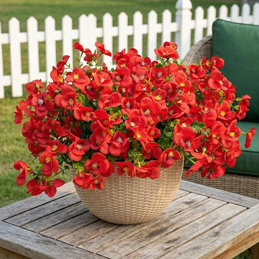 trytuny Artificial Flowers for Outdoor, Realistic Faux Plants for Outside Indoor Porch Patio Window Box Planter Home Decor (12pcs -red)