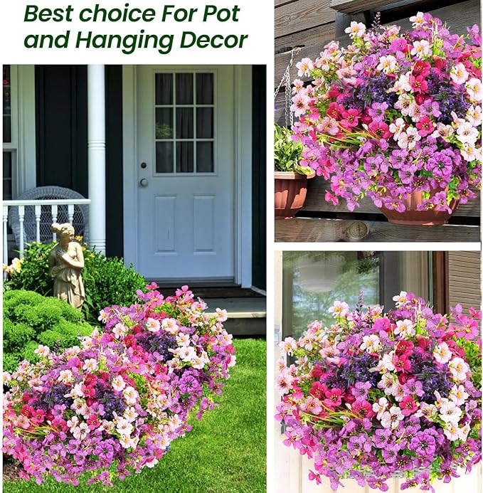trytuny Artificial Flowers for Outdoor, UV Resistant Realistic Fake Flowers and Faux Plants for Indoor Outdoor, Garden Patio Porch Window Box Decor All Year (20pcs - Mixed Color)