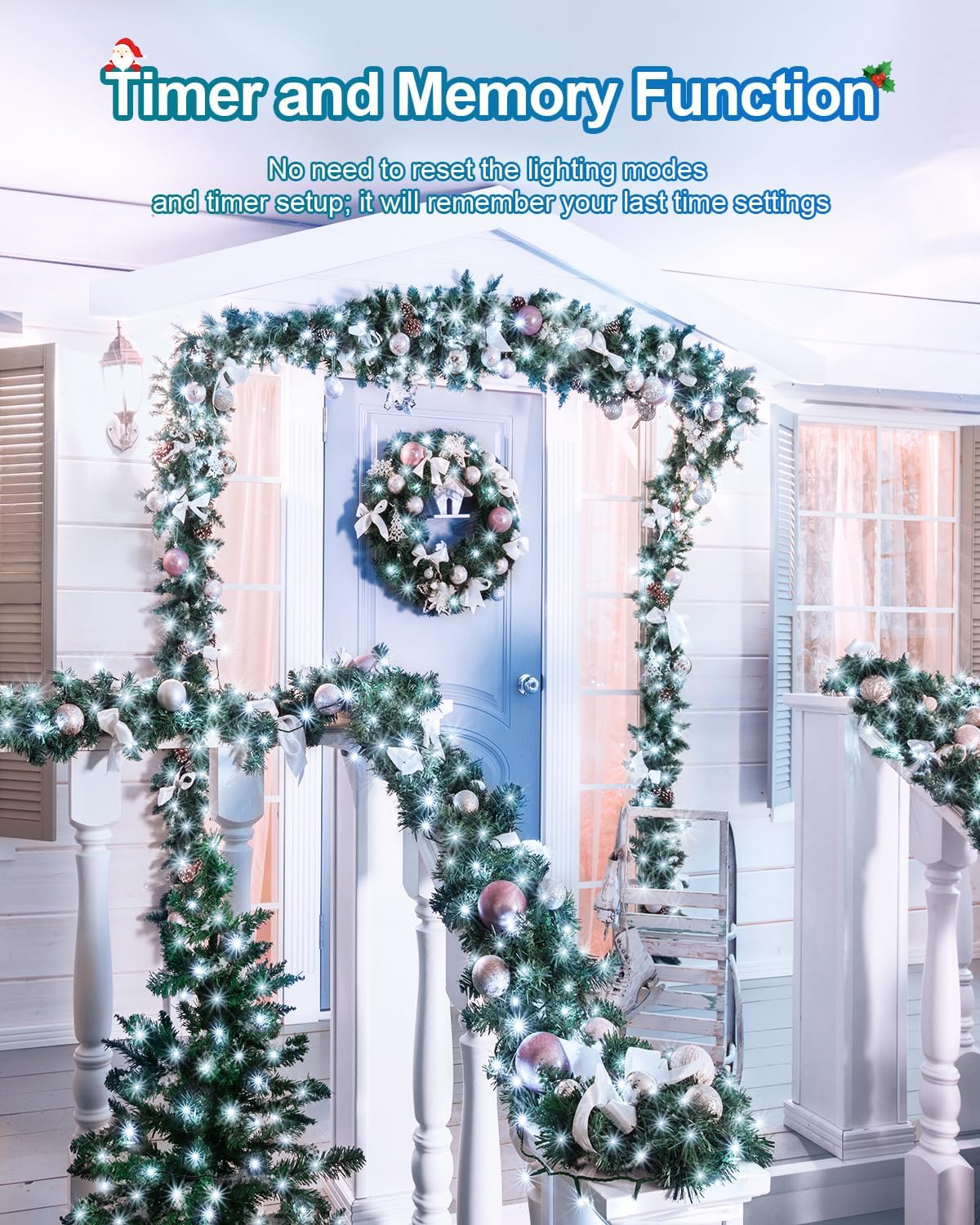 158 FT 480 LED Christmas Tree Lights, String Lights Green Wire with 8 Modes, Timer and Memory, Plug in Outdoor Waterproof Twinkle Lights for Indoor Yard Xmas Holiday, Cool White