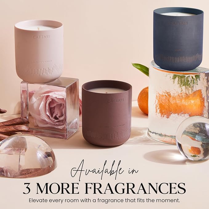 CAFTARI Elixir Scented Candle for Women & Men | Bergamot and Tea Accord | Non Toxic Candle | Premium Soy Coconut Wax Blend | Vegan Aromatherapy | Elegant Ceramic Jar | Luxury Gift | 10.5 oz