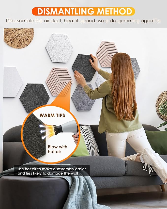 Hexagon Cork Boards for Walls Decor 10 Pack Cork Bulletin Board Tiles with 50 Pins,Pin Board for Office & Home for Notes Photos and DIY Classroom Decor (Industrial Vintage Style)