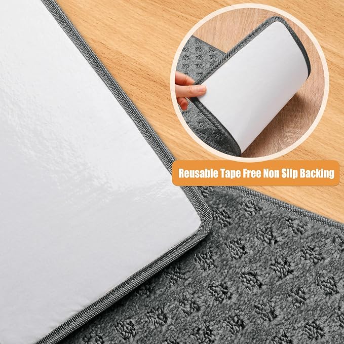 PURE ERA Carpet Stair Treads Tape Free Non Slip Indoor Stair Carpet Stair Protectors Pet-Friendly Non-Slip Skid Resistant Washable Reusable 8" x 30"(7 Pieces,Gray Mini-Diamond Trellis)