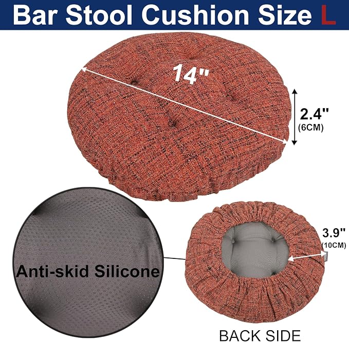 SINOSSO Modern Bar Stool Cushion Dia.14, Fashion Interweaving Design Anti-Skid Silicone Round Stool Seat Cushion Cover Padded (Red, L,1)