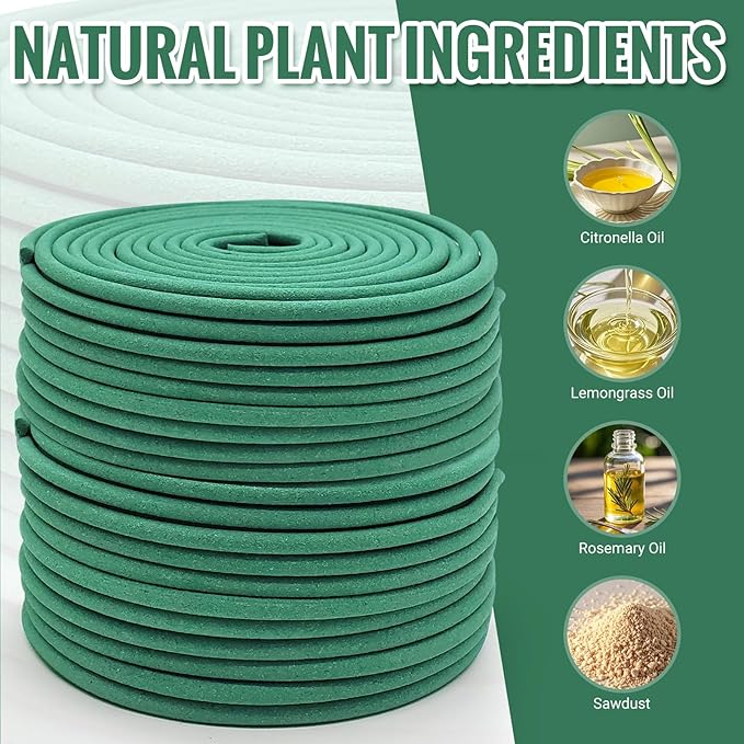 Citronella Incense coils, Made from Natural Plants, Suitable for Outdoors, Indoors, by the Pool, in the Yard, 48 coils and Coil Holders.