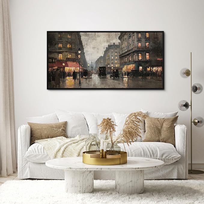 yiijeah Framed Artwork for Walls Extra Large Vintage Nature Earthy Wall Art City Canvas Paintings Decor for Living Room Bedroom Entryway 58x29 Inches
