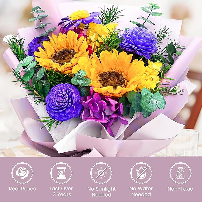 VTJMB Flowers for Delivery Prime Tomorrow, Preserved Flower Bouquet with Box, Birthday Dried Flowers Gift for Women, Mothers Day Gifts for Mom, Wife, Grandma, Friends