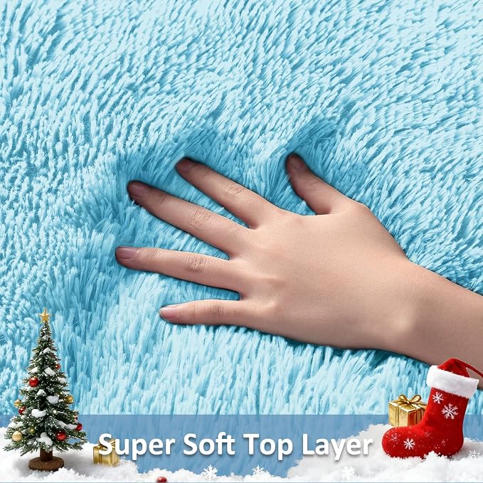 Ophanie 5x8 Light Blue Rugs for Living Room,Kids Rug,Playroom Area Rugs for Boys Girls Teen Decor,Fluffy Fuzzy Soft Plush Shaggy Bedside Floor Bedroom Carpet for Teen with Over 99 pcs Pile fibers