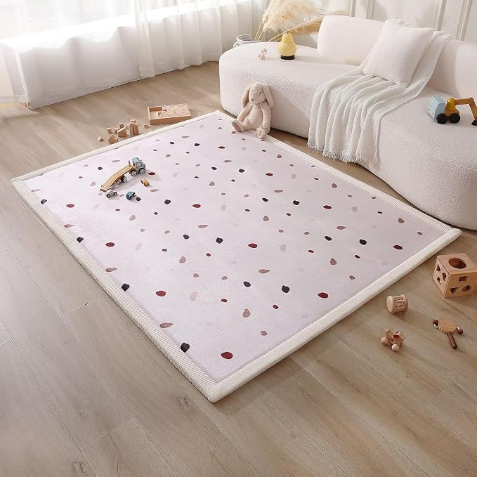 Hakuna Matte CloudSoft Baby Play Mat for Floor 60" x 80" Confetti | Coral Velvet high-density foam Rug for Crawling & Cozy Play – Non-Slip, Water-Resistant, Easy-CareTummy Time Mat
