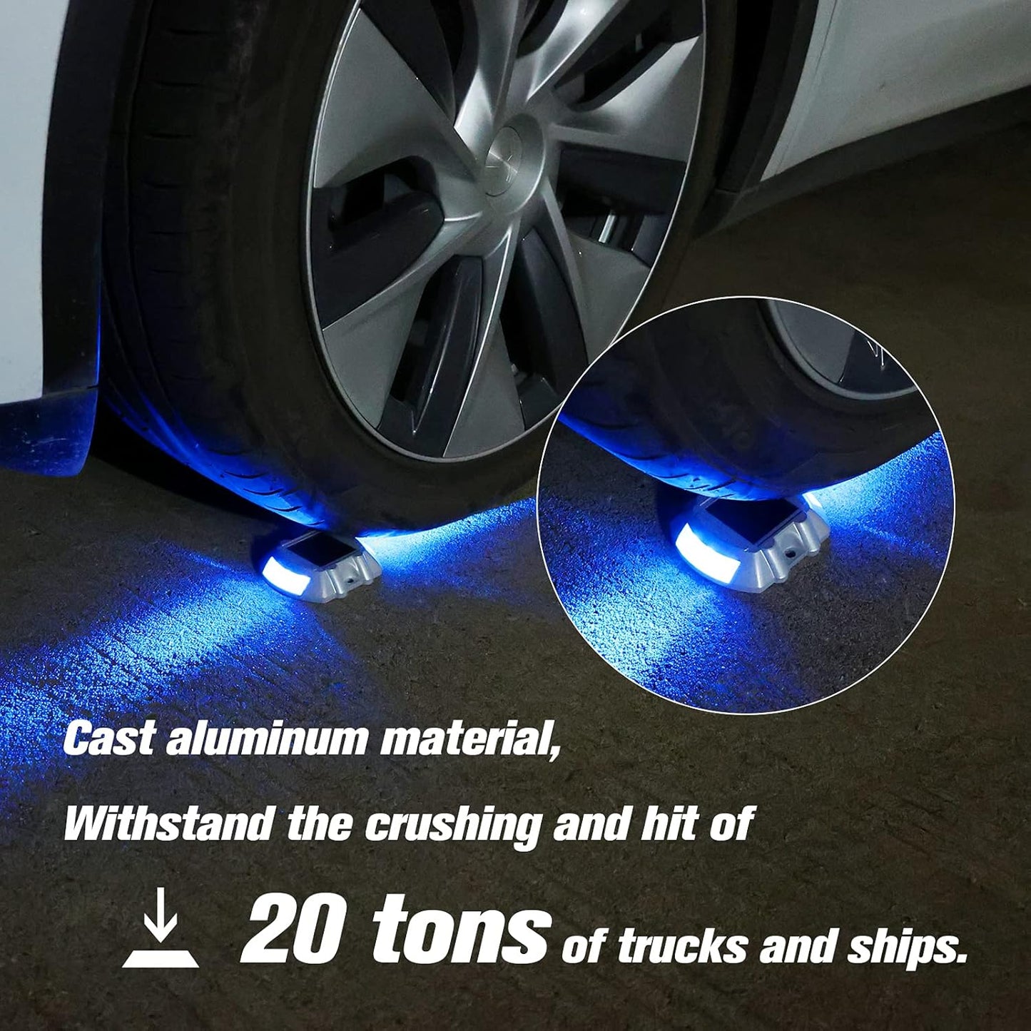 VOLISUN Solar Deck/Dock Lights, 16-Pack Led IP67 Waterproof Outdoor Warning Step Lights for Driveway Sidewalk Garden Pathway Yard (Blue)