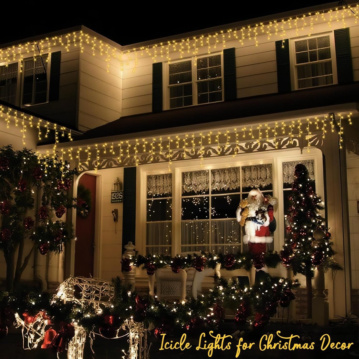 QITONG 800 LED Icicle Lights Warm White