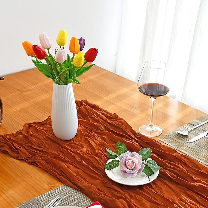 Mandy's Multicolor Artificial Tulips Flowers Centerpiece, 13.5" Lifelike PU Fake Floral Stems 28pcs for Kitchen Island & Dining Table, Spring Decor for Easter