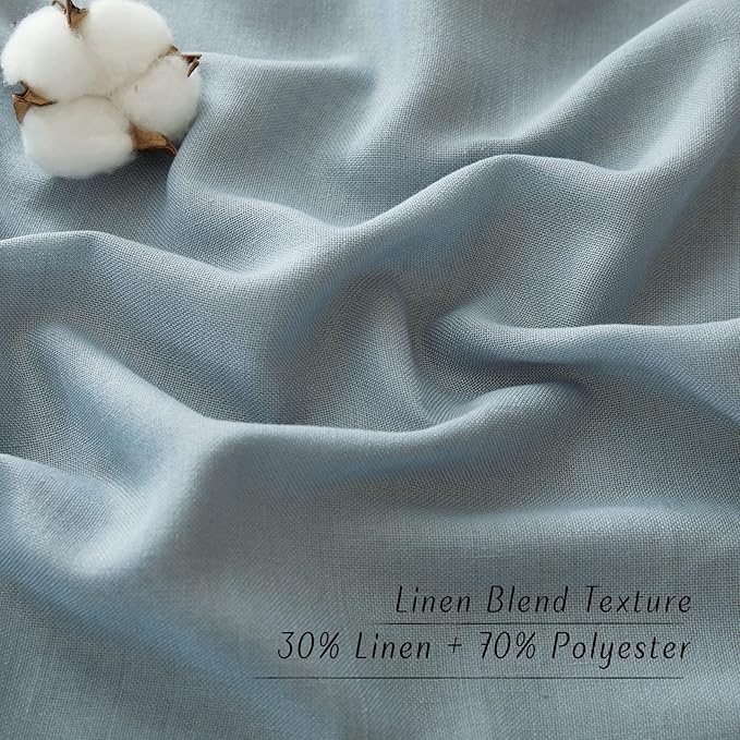 NICETOWN Thick Flax Linen Stone Blue Curtains for Living Room, Grommet Vertical Drapes Linen Blend Curtains Privacy Added with Light Filtering for Villa/Bedroom, W55 x L90, 1 Pair