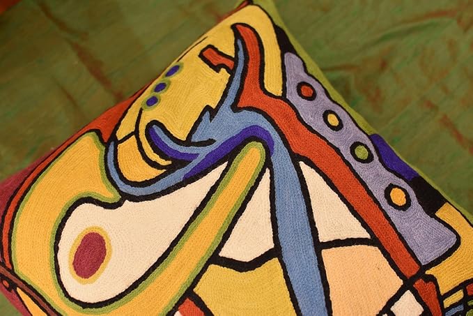 Abstract Pillows by Alfred Gockel Modern Pillowcase for Couch Bass Dance Musical Cushion Mid Century Modern Throw Pillowsham Chair Cushion Hand Embroidered Wool Size 18x18