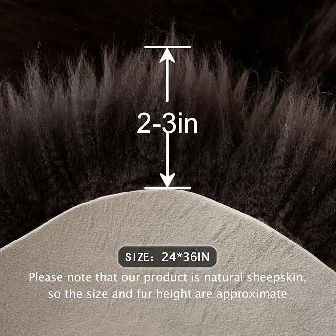 Premium Genuine Sheepskin Area Ruge - Real Wool Fur Shaggy Carpet | Fluffy Soft Natural Lambskin Rug Seat Chair Covers for Couch Sofa Bedroom Living Room(Coffee,2×3 Feet Sheepskin)