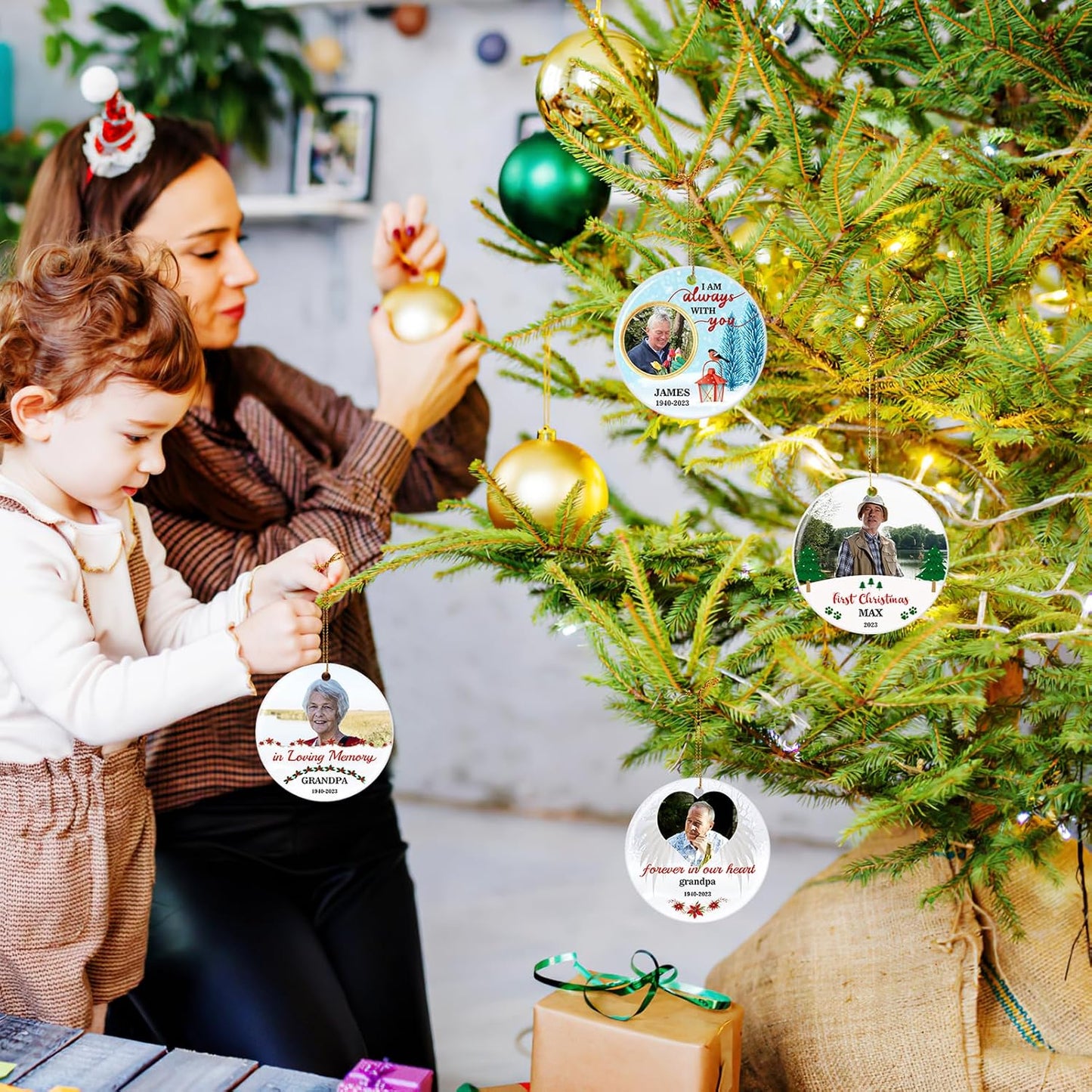 Valyria Personalized Memorial Christmas Photo Ornament, I Am Always with You Ceramic Custom Christmas Ornament 2025 Memorial Ornaments for Loss of Loved Ones Xmas Sympathy Ornament