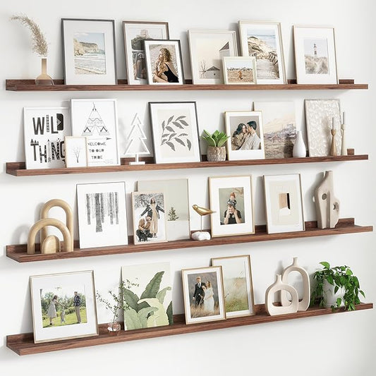 FLYJOE Floating Picture Ledge Shelves for Wall Set of 4, 72 Inch Wall Shelves with Lip Long Large Nursery Book Shelf for Toys Storage Kids Bookshelf Wall Mounted Living Room Bedroom Decor Frames