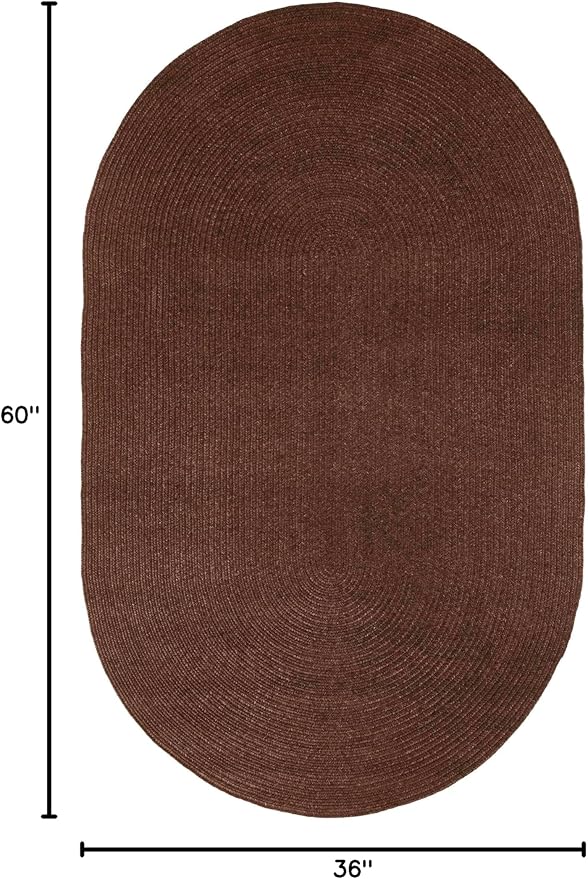 Superior Jute Oval Indoor Area Rug, Cocoa, 3' x 5' Oval