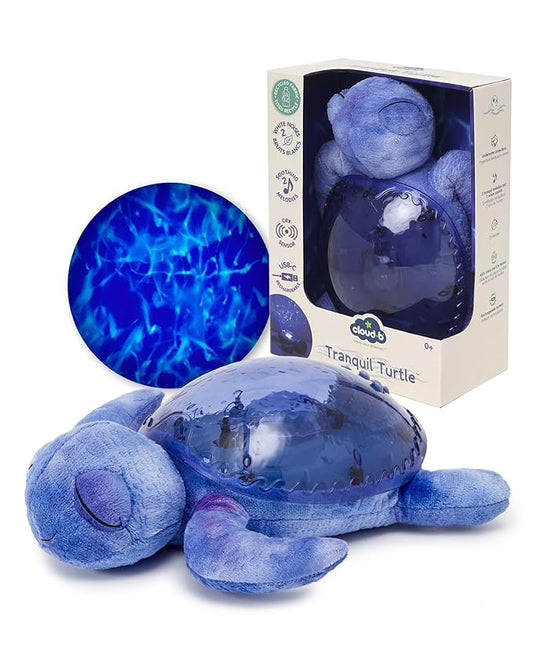 Cloud b Ocean Projector Nightlight with 2 White Noises & 2 Soothing Sounds | Adjustable Settings | Cry Sensor | Tranquil Turtle - Ocean (Rechargeable)
