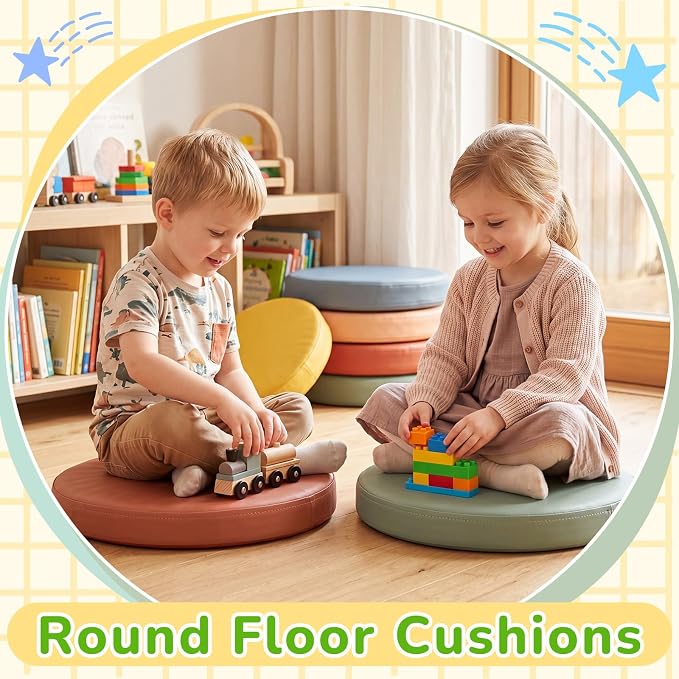 Juexica 6 Pcs Extra Thick Flexible Seating Floor Cushions Assorted Colored Pillow Floor Cushions for Classroom Soft Flexible Seating for Kids Learning Sitting Daycare School Chair (Boho Color)