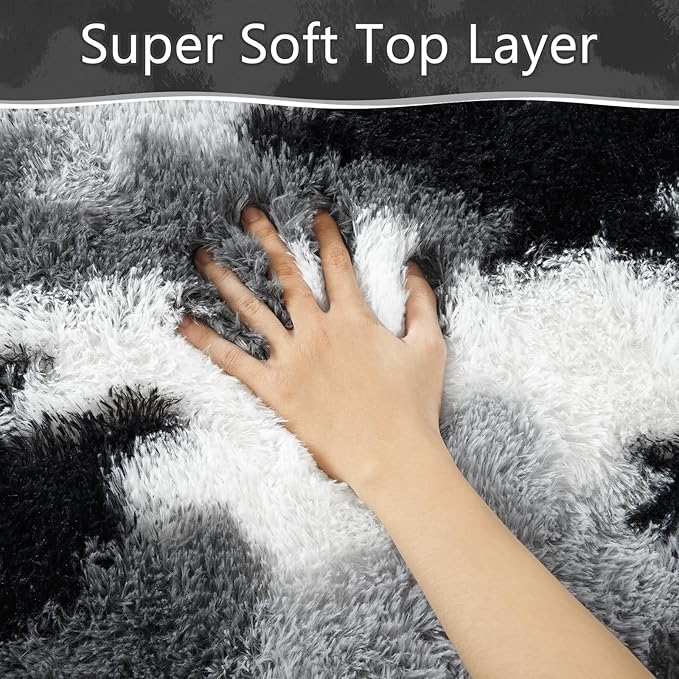AROGAN Washable 2x6 Runner Rug for Hallway, Long Runner Rugs wtih Soft Memory Foam for Bedroom, Non Slip Backing Carpet, Bedside, Entryway Home, Camouflage Black and White