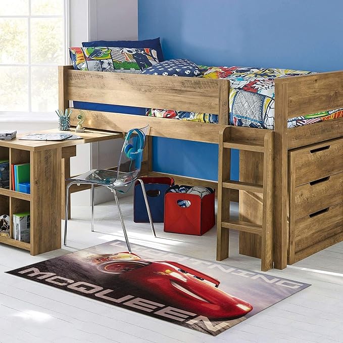 Gertmenian Disney Pixar Cars Indoor Area Rug - 4x6 Large, Non-Slip, Ideal for Children in Bedroom, Game Room, Classroom, Nursery or Play Area - Lightning McQueen, Red/Gray, 31202