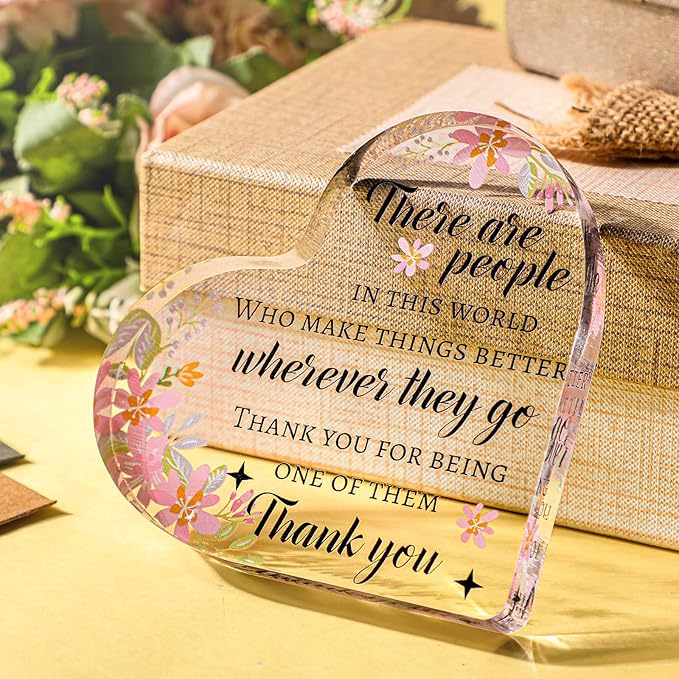 Yinder Thank You Gifts for Women Appreciation Gifts for Coworker Employee Nurse Teacher Leader Boss Inspirational Quotes Acrylic Desk Decor for Home Office Farewell Retirement