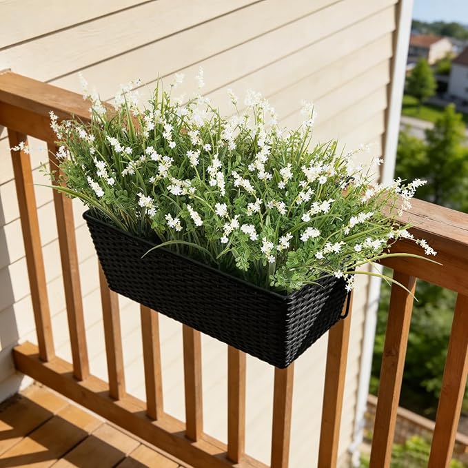 Hrobek Outdoor Faux Plants UV Resistant - 12 Bouquets Realistic Artificial Monkey Grass Greenery for Patio Garden Front Porch Decor Weatherproof Fake Plants for Outside