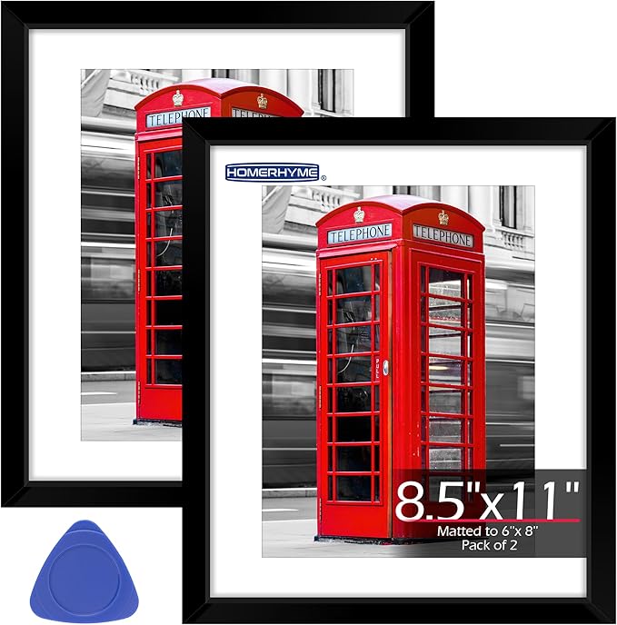 Picture Frames, 8.5 by 11 Diploma Frame, Black Photo Poster Frames with Clear Plexiglass, 8.5 x 11 Wall Hanging Certificate Frame for Collage Office Home Wall Decor, 2 Pack