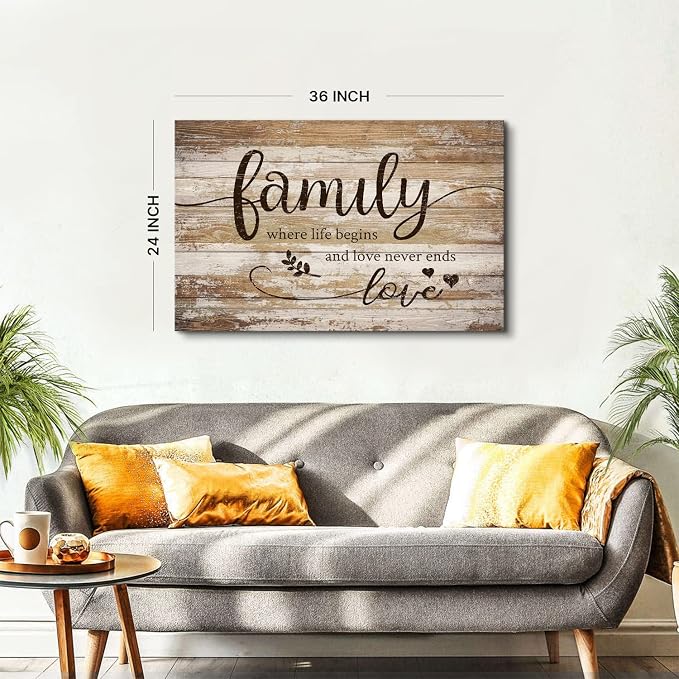 Large Family Canvas Wall Art for Kitchen Living Room Bless This Home Wall Decor Rustic Vintage Signs Pictures Farmhouse Family Painting Prints Christian Artwork Bedroom Office Home Decorations 24x36”