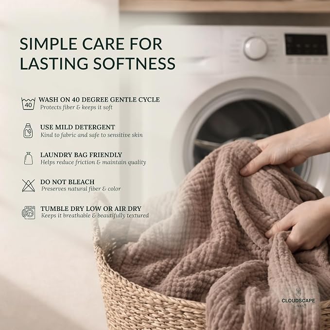 CLOUDSCAPE 4 Layer Muslin Blanket for Adults - 100% Cotton Blankets Twin Size for All Season - 68"x92" Fits Upto TwinXL Bed - Soft Lightweight Breathable Cotton Blankets for Summer - Mocha Mousse