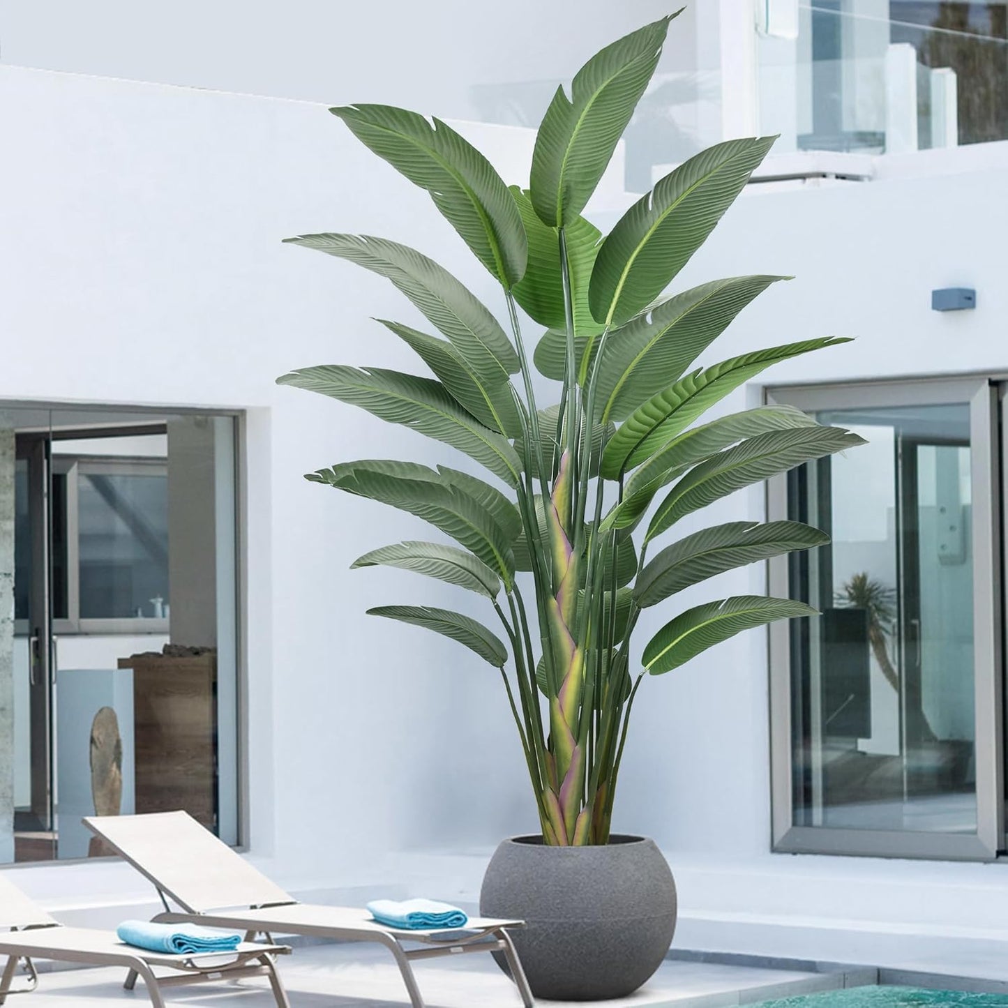 9FT Artificial Bird of Paradise Tree(108in) Tall Faux Plant with Large Trunks and Realistic 25 Leaves, Fake Tropical Floor Potted Artificial Plants for Home Office Indoor Decor (9feet,1Pack)