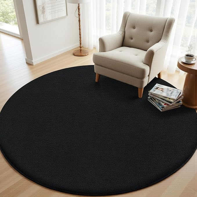 Sour Lemon 4ft Round Rugs for Bedroom, Circle Area Rugs for Living Room, Soft Fluffy Shaggy Carpet for for Living Room Playroom Kids Room Home Decor Aesthetic