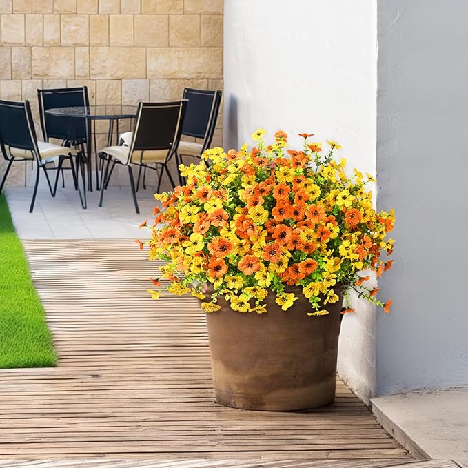 ZFProcess Artificial Flowers Faux Plants Outdoor Fake Flowers Spring Decor,12 Bundles Realistic Plastic Plant Colorful Daisy UV Resistant for Porch Patio Home Yard Garden Window Box Pot Planters