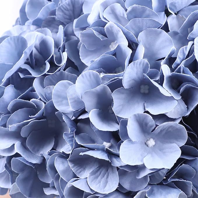 AVIVIHO 65pcs Fake Flowers Dusty Blue Hydrangea Artificial Flowers Bulk (Not Squished, No Steaming Need) Silk Flowers with Stems for Wedding Decor,Home,Baby Shower,Table Centerpieces Decoration