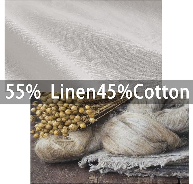 ATLINIA Linen Body Pillowcase with Button - 1 Pack 20"x 54" Body Pillow Cover, Bed Flax Linen Cotton Blend Body Pillow Sham Breathable Cooling Long Decorative Pillow Case Cream Color