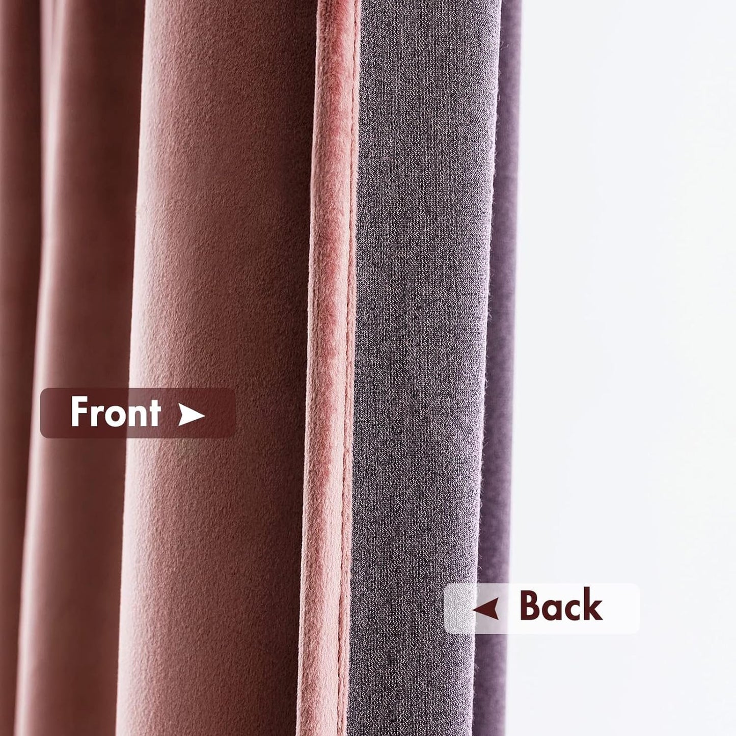 MIULEE Dusty Rose Pink Velvet Curtains Thermal Insulated Blackout Curtain Drapes for Bedroom Living Room Darkening 80 Inches Long Curtains Panels Rod Pocket Set of 2