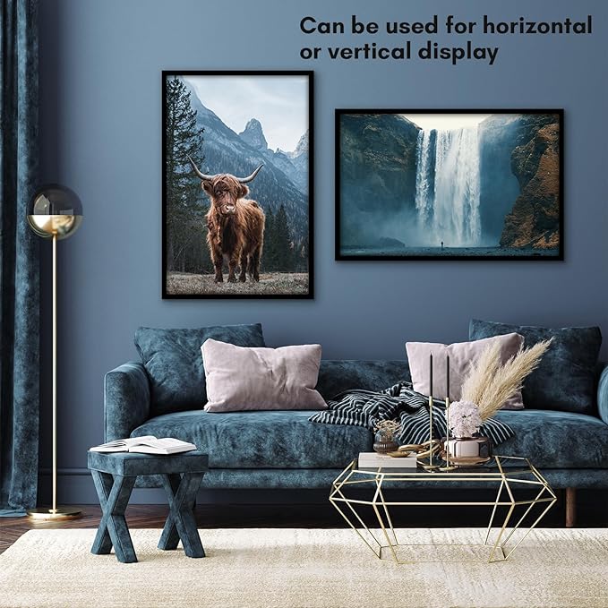 Americanflat 22x34 Poster Frame with Polished Plexiglass - Streamline Collection - Thin Border Picture Frame for Wall Display - Hanging Hardware Included - Black