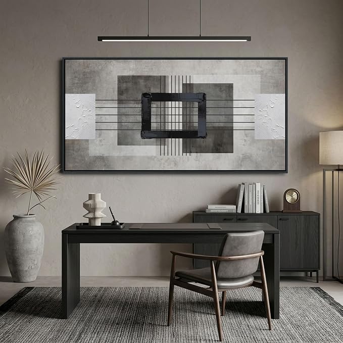 Large Abstract Canvas Wall Art for Living Room - Modern Neutral Beige & Gray Framed Artwork, Minimalist Textured Wall Paintings for Bedroom Decor, Sophisticated Gallery Pictures 24×48IN