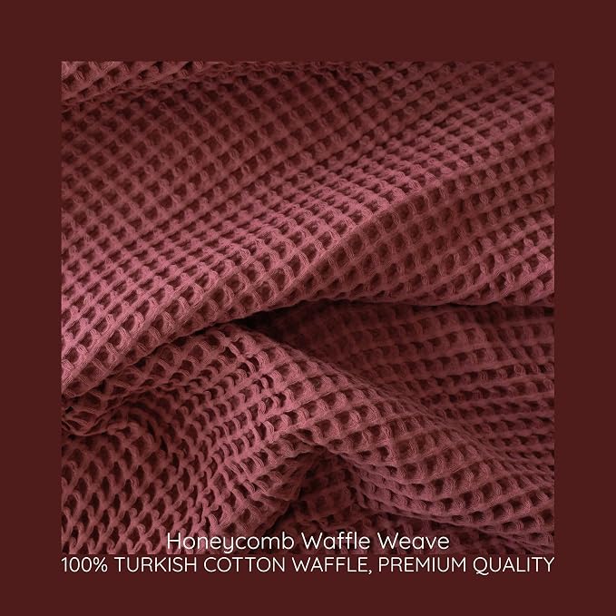 Premium Waffle Throw Blanket Queen Size Red - Premium Quality, 100% Turkish Cotton, Light and Airy Waffle Weave All-Season Quilt - Lux Decorative Bedspread (Dark Red, Queen 91" x 95" Inch)