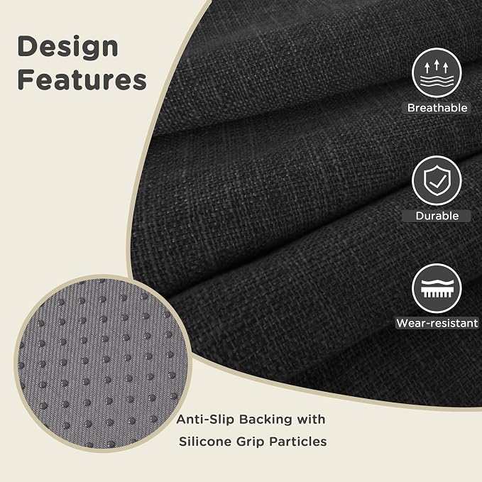 AddGrace 2.5" Thick Non Slip Round Chair Pad Set of 2, 16", Black | Machine-Washable Cover, Non-Slip, for Kitchen, Dining Room, Office, Floor, Bistro Cafe, for 16" Ottoman, 16" Round Stool