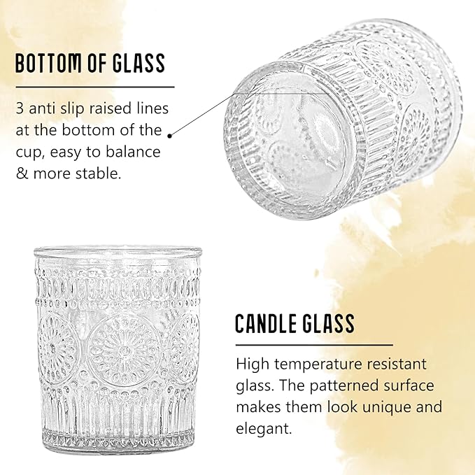 24 Pcs Clear Glass Votive Candle Holders, Tealight Candle Holders for Table Centerpieces, Vintage Candle Holder Bulk, Boho Wedding, Valentine's Day Table Decor (Clear)