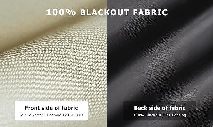 LazBlinds 100% Blackout Roller Shades, No Tools No Drill Cordless Blinds for Windows, Thermal Insulated UV Protection Privacy Window Shades for Bedroom (48''W x 72''H, Cream)