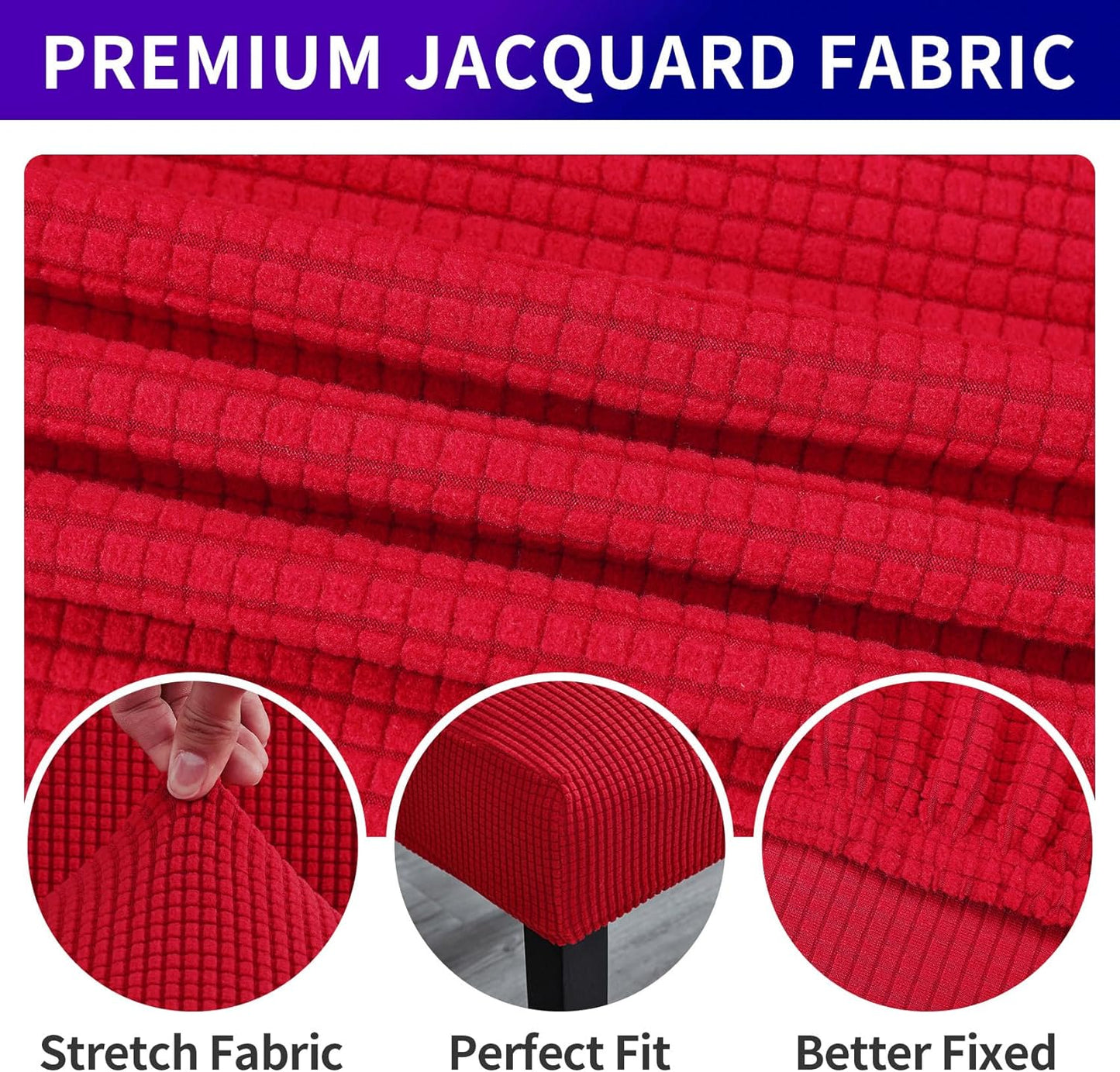 Howhic Stretch Chair Covers for Dining Room Set of 2, Removable Washable Dining Room Chair Covers, Dining Chair Slipcovers Seat Protector, Great for Home Decor and Banquet (Ruby, 6 Pack)